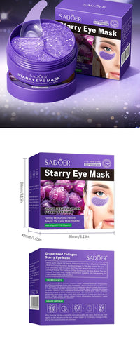 SADOER Grape Crystal Collagen Eye Masks — 60 Pcs Anti Dark Circles, Anti-Aging & Moisturizing Eye Patches