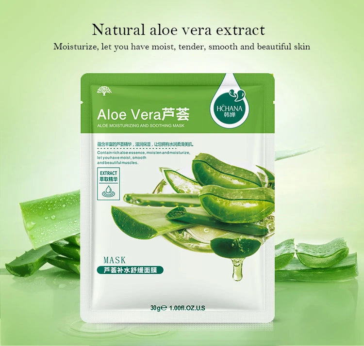 SADOER Natural Plant Sheet Face Mask – Moisturizing, Oil Control & Anti-Aging | 10pcs