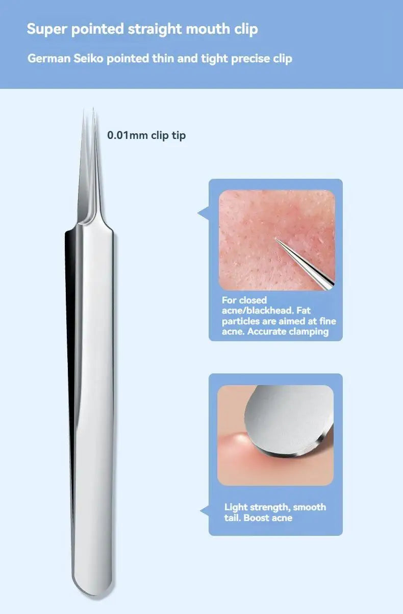 11-Piece Blackhead & Ingrown Hair Removal Tool Set – Acne Needles, Pore Cleaner & Tweezers Kit