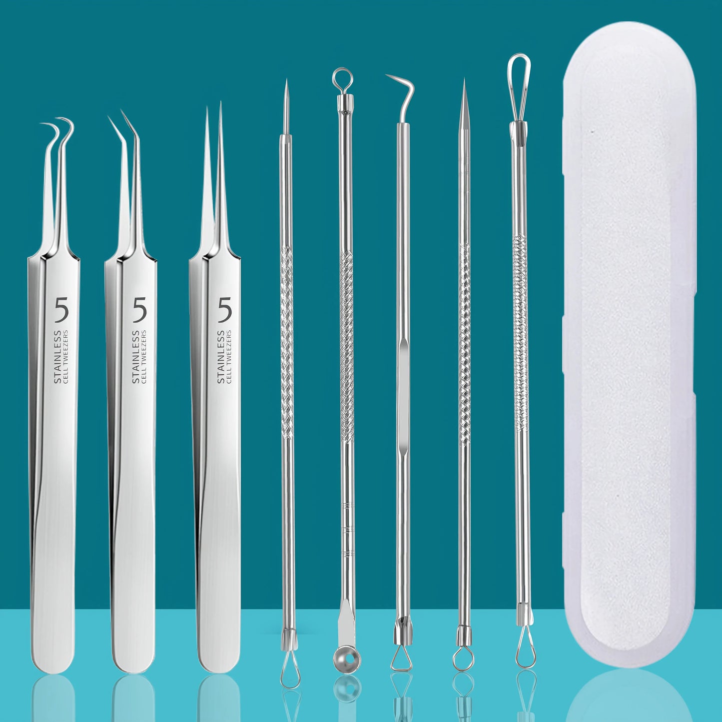YJYIBEI Stainless Steel Acne Removal Tool Set – Blackhead & Pimple Popper Kit | 4, 7 or 8pcs
