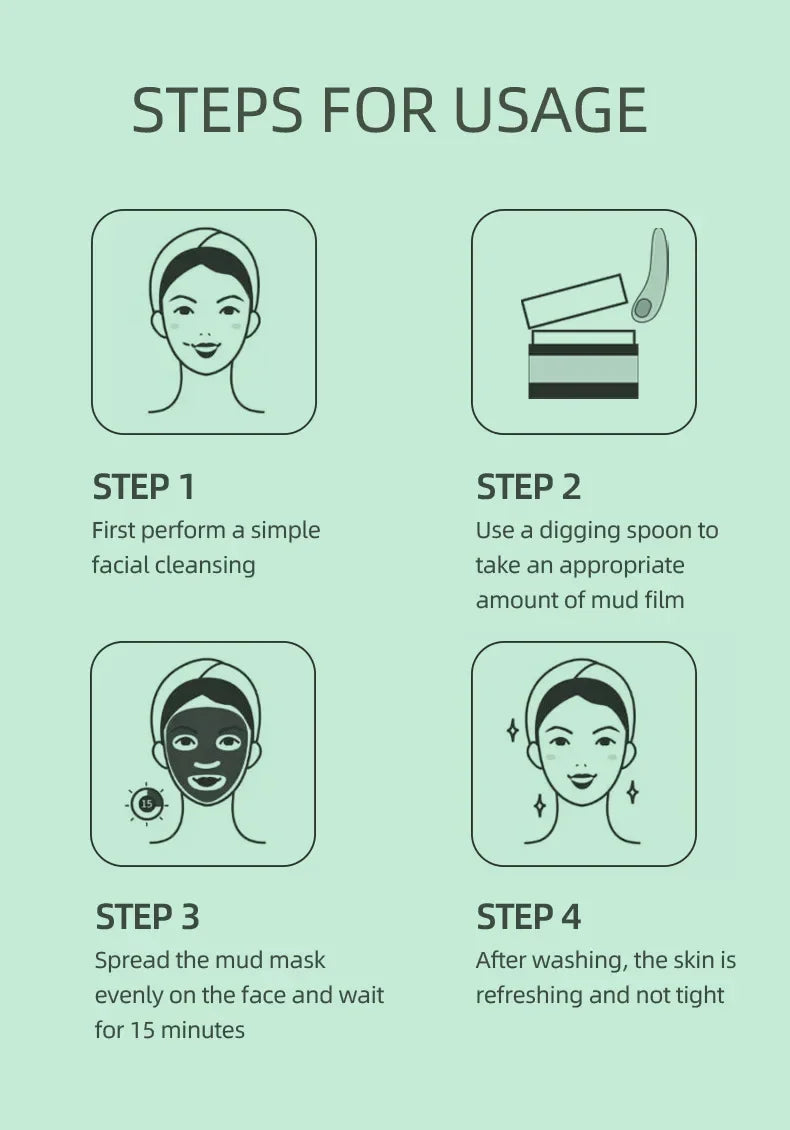 LAIKOU Clay Mud Face Mask – Moisturizing, Blackhead Removal & Brightening Washable Mask for Women (100ml) – Green Tea, Turmeric, Rose, Avocado & Sea Silt
