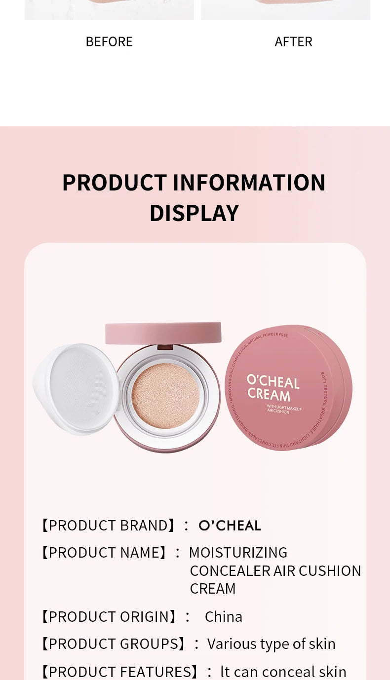O'CHEAL CC Cream Cushion Foundation – Lightweight, Long-Lasting Concealer with SPF (15g)