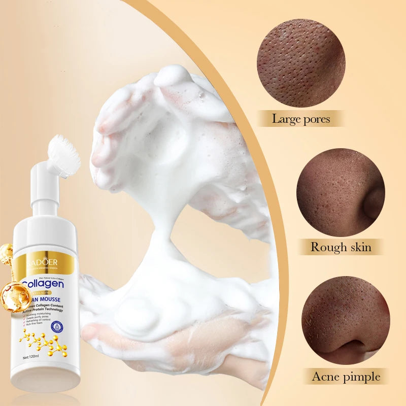 SADOER Collagen Facial Cleanser Mousse – Deep Cleansing & Firming Face Wash (120ml)
