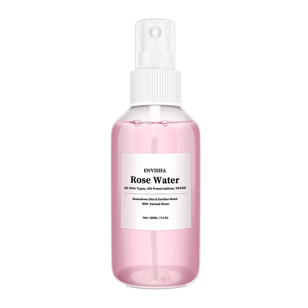 ENVISHA Rose Water Facial Toner – Organic Rose Petal Essence with Aloe Vera & Witch Hazel for Hydrating, Pore-Minimizing & Brightening (100ml)