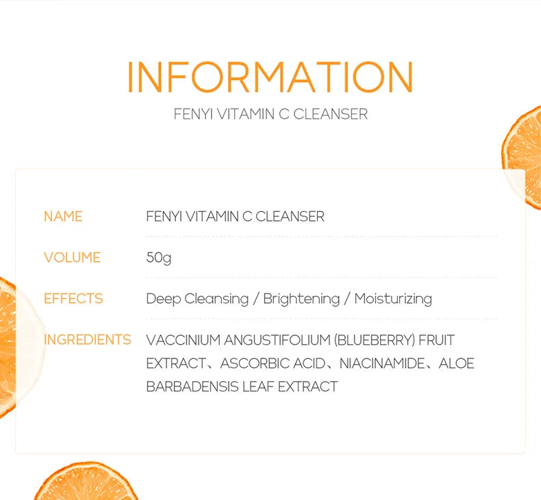 REAROYA Vitamin C Facial Cleanser – Deep Cleansing, Brightening & Moisturizing Face Wash (50g)
