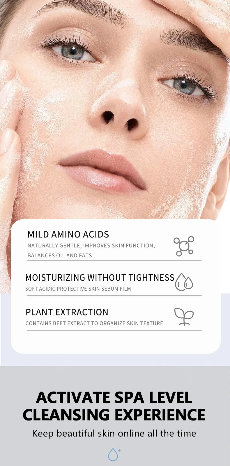 RAVE LADY Low pH Amino Acid Facial Cleanser – Oil Control, Exfoliating & Moisturizing Face Wash (150ml)
