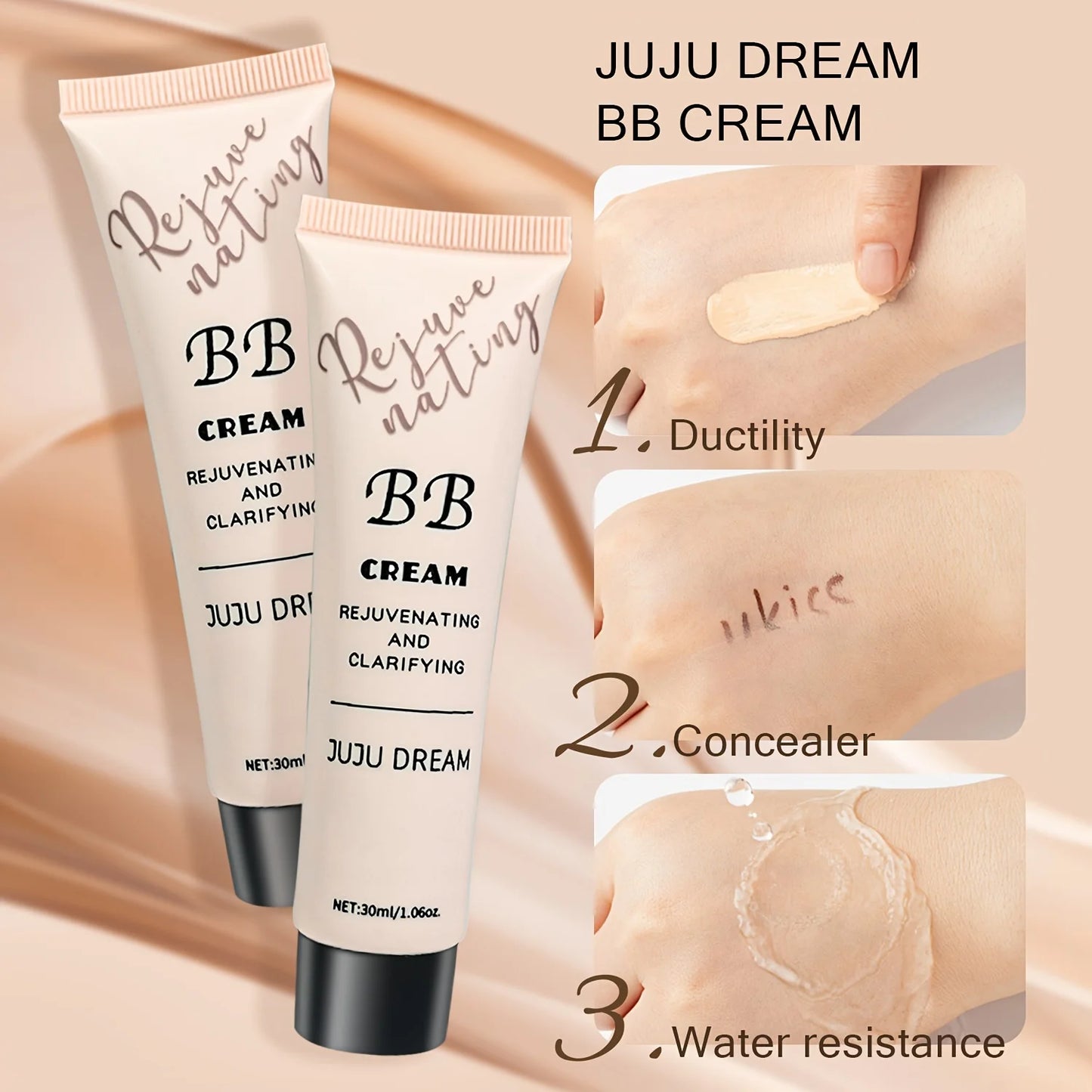 Korean Natural BB Cream – Moisturizing Concealer & Translucent Primer for All Skin Types (30ml)