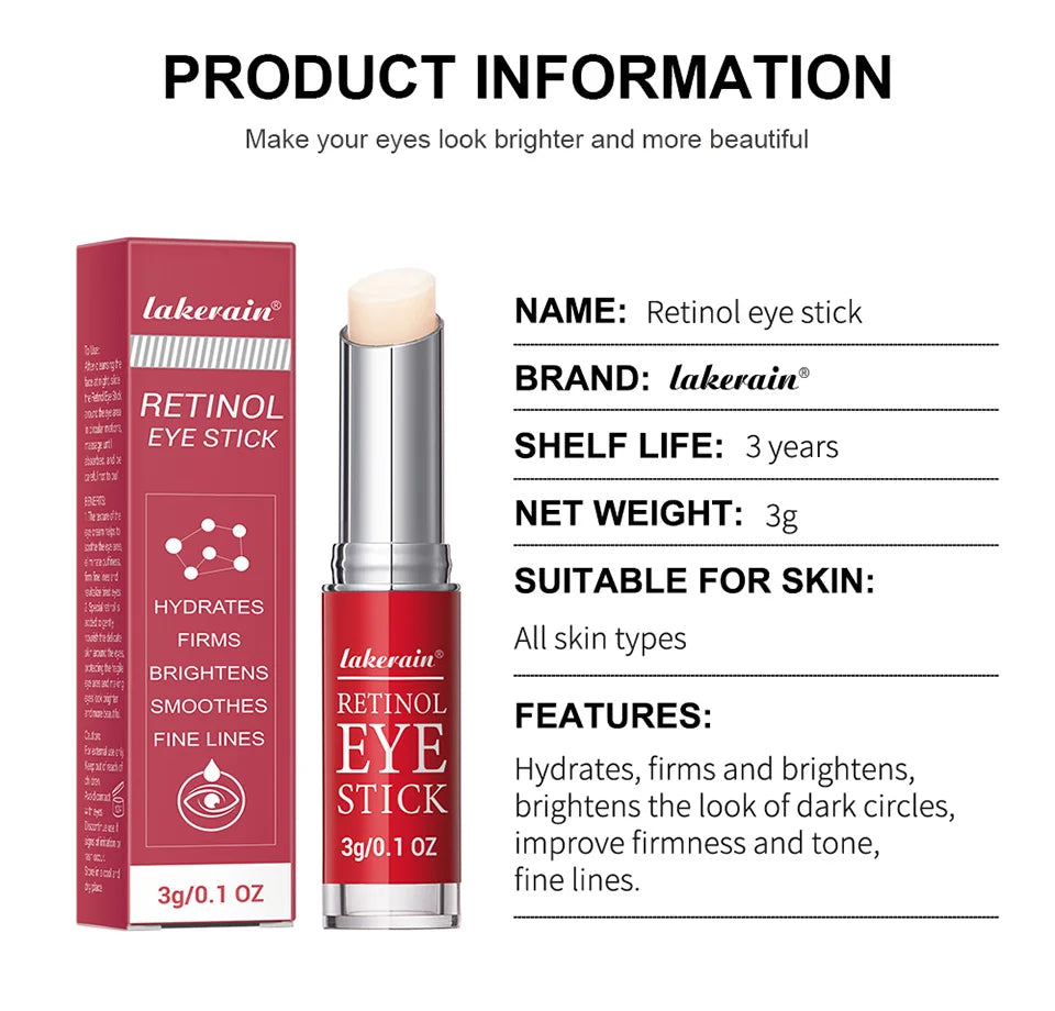 Retinol Eye Cream Stick – Anti-Aging Dark Circle & Firming Eye Balm for Puffiness, Fine Lines & Brightening (3g)