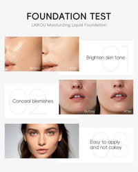 LAIKOU Liquid Foundation – Waterproof, Full Coverage & Long-Lasting Matte Base with Rose Oil (30ml)