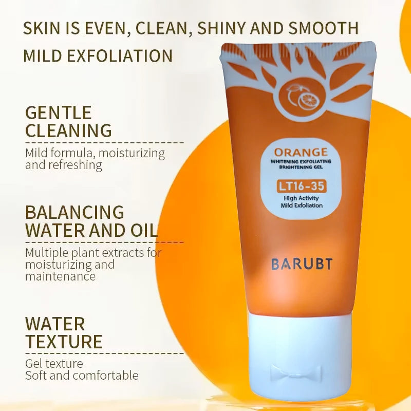 LUXURYTO Orange Exfoliating Gel – Gentle Face & Body Scrub for Dead Skin Removal & Oil Control (50ml)
