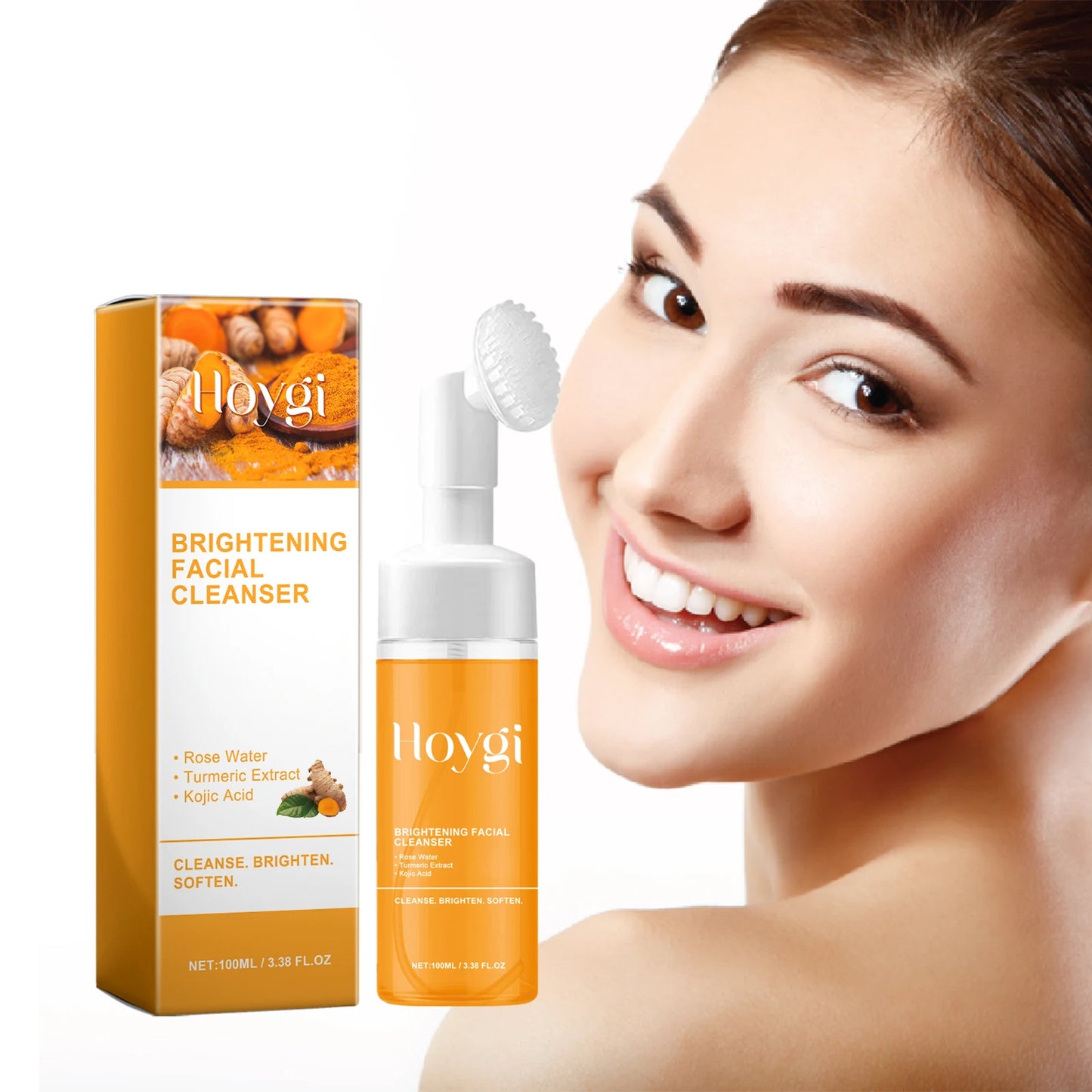 Turmeric & Kojic Acid Foaming Facial Cleanser – Blackhead Remover, Oil Control & Brightening (100ml)