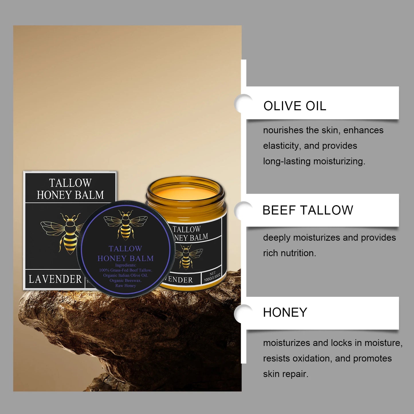 Beef Tallow & Honey Brightening Body Cream – Dark Spot Fader, Firming & Deep Moisturizer (60g)