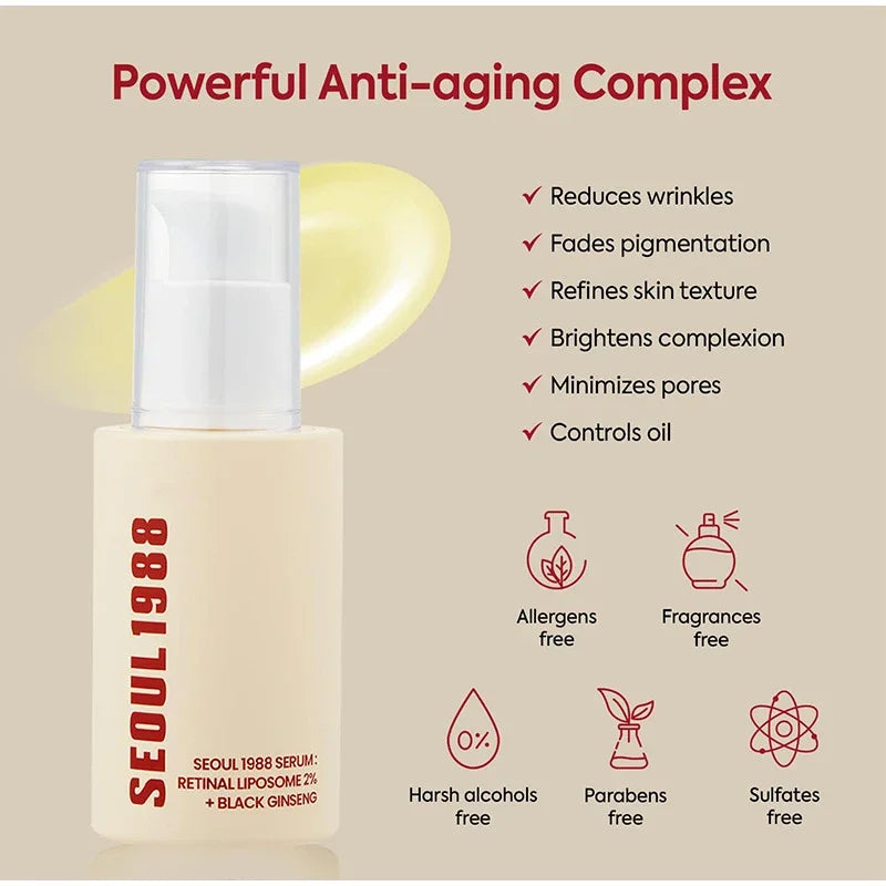Korean Retinol Serum With Black Ginseng Niacinamide Vitamin C Anti Aging