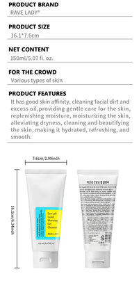 RAVE LADY Low pH Amino Acid Facial Cleanser – Oil Control, Exfoliating & Moisturizing Face Wash (150ml)