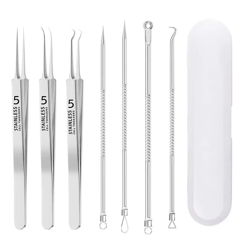 YJYIBEI Stainless Steel Acne Removal Tool Set – Blackhead & Pimple Popper Kit | 4, 7 or 8pcs