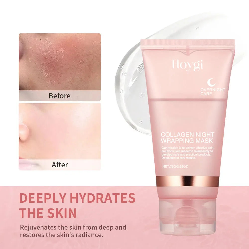 EELHOE Collagen Overnight Peel-Off Face Mask Set – Anti-Aging, Firming & Deep Hydration Night Mask with Applicator Brush (75ml)