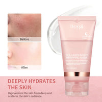 EELHOE Collagen Overnight Peel-Off Face Mask Set – Anti-Aging, Firming & Deep Hydration Night Mask with Applicator Brush (75ml)