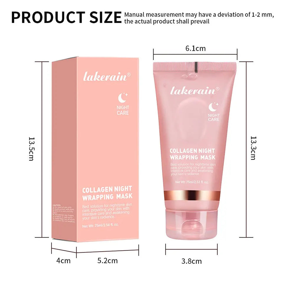 Collagen Night Wrapping Peel-Off Face Mask – Anti-Aging, Firming & Deep Hydration Overnight Skin Treatment for All Skin Types (75ml)