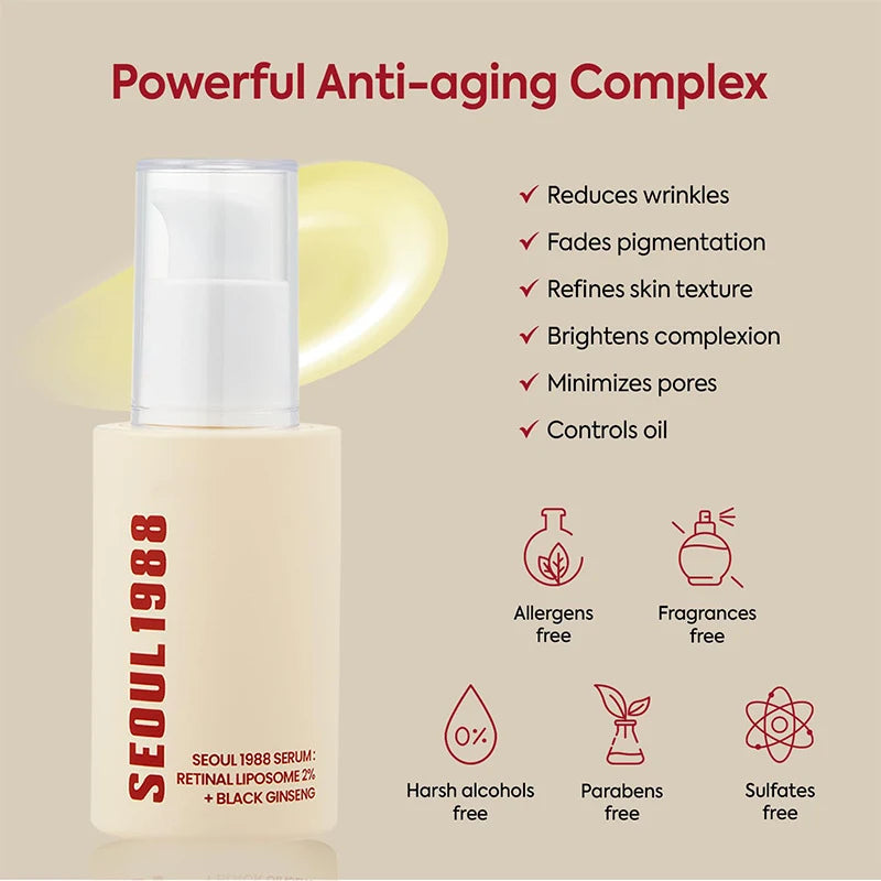 Korean Retinol Serum With Black Ginseng Niacinamide Vitamin C Anti Aging