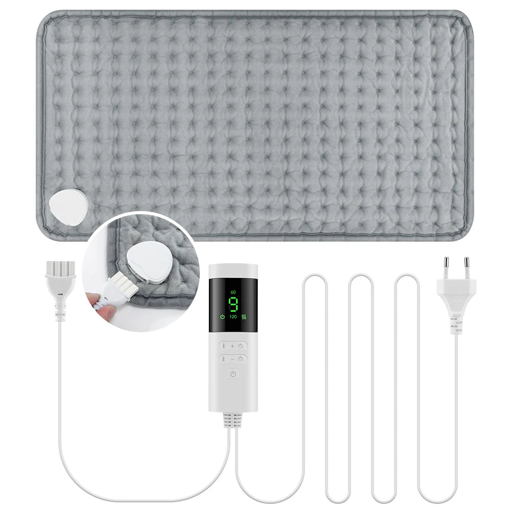 Electric Heating Pad for Back, Neck & Shoulders – 9 Heat Levels, 4 Timer Settings, Machine Washable