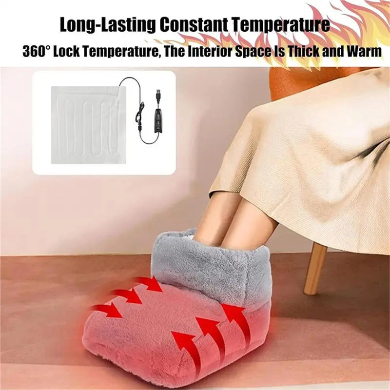 USB Electric Foot Warmer Slippers – Washable Double-Foot Heating Pad for Home & Bedroom