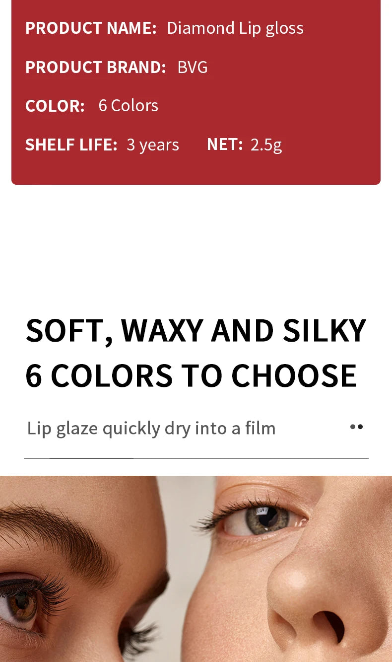 Diamond Velvet Lip Gloss - Waterproof Long-Lasting Shine