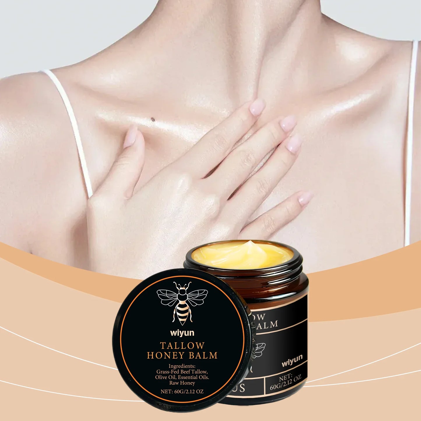 Beef Tallow & Honey Brightening Body Cream – Dark Spot Fader, Firming & Deep Moisturizer (60g)