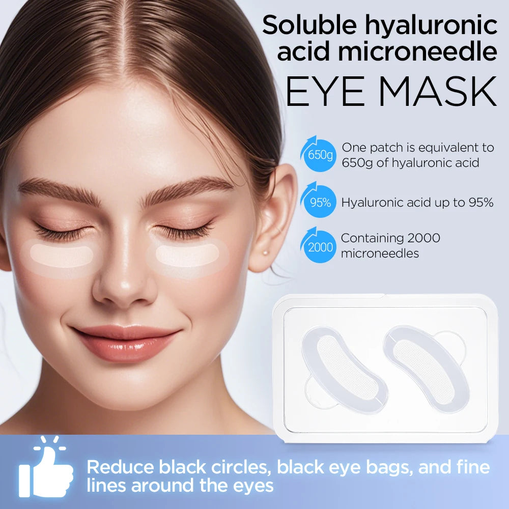 Microneedle Eye Patches with Hyaluronic Acid — Anti Dark Circles, Wrinkles & Fine Lines