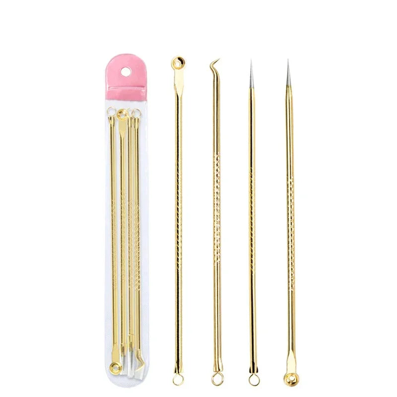 4-Piece Stainless Steel Acne & Blackhead Extractor Set – Pore Cleanser Kit