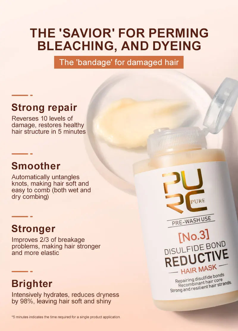 PURC Keratin Hair Mask — Disulfide Bond Repair, Smoothing & Strengthening Treatment 100g