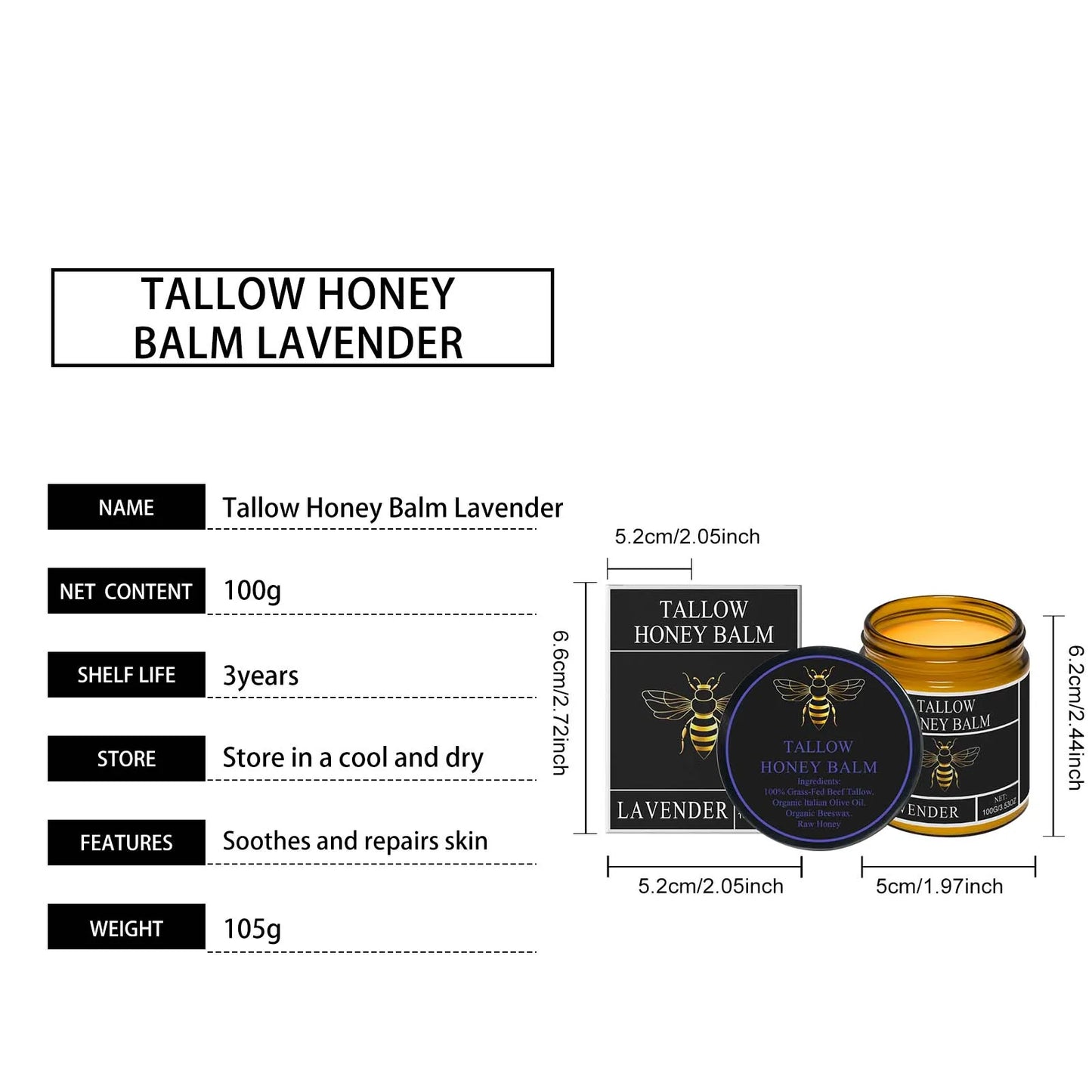 Beef Tallow & Honey Brightening Body Cream – Dark Spot Fader, Firming & Deep Moisturizer (60g)