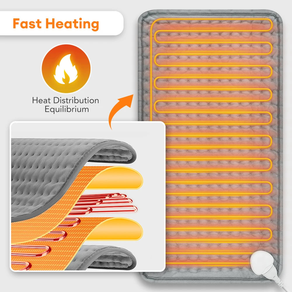Electric Heating Pad for Back, Neck & Shoulders – 9 Heat Levels, 4 Timer Settings, Machine Washable