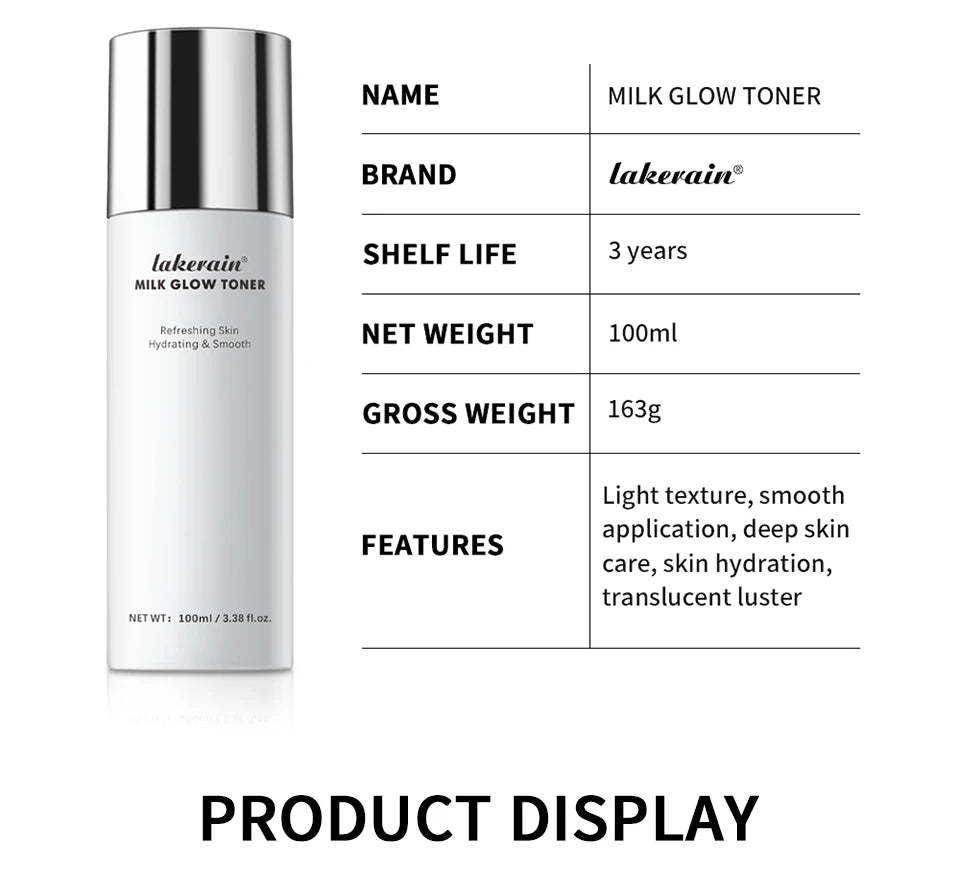 Lakerain Milk Glow Toner – Niacinamide Brightening & Deep Moisturizing Toner for Radiant, Hydrated Skin (100ml)