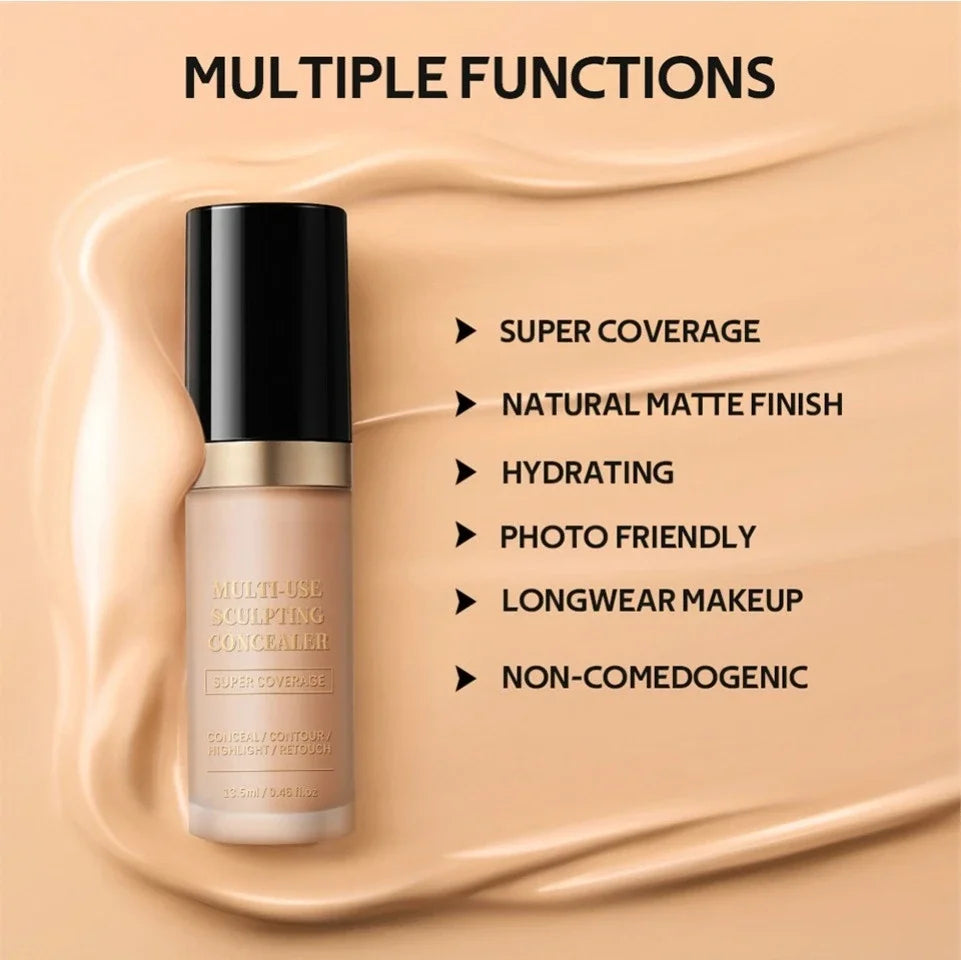 YIYUEQIANLI Multi-Use Sculpting Concealer | Full Coverage, Contour, Highlight & Retouch