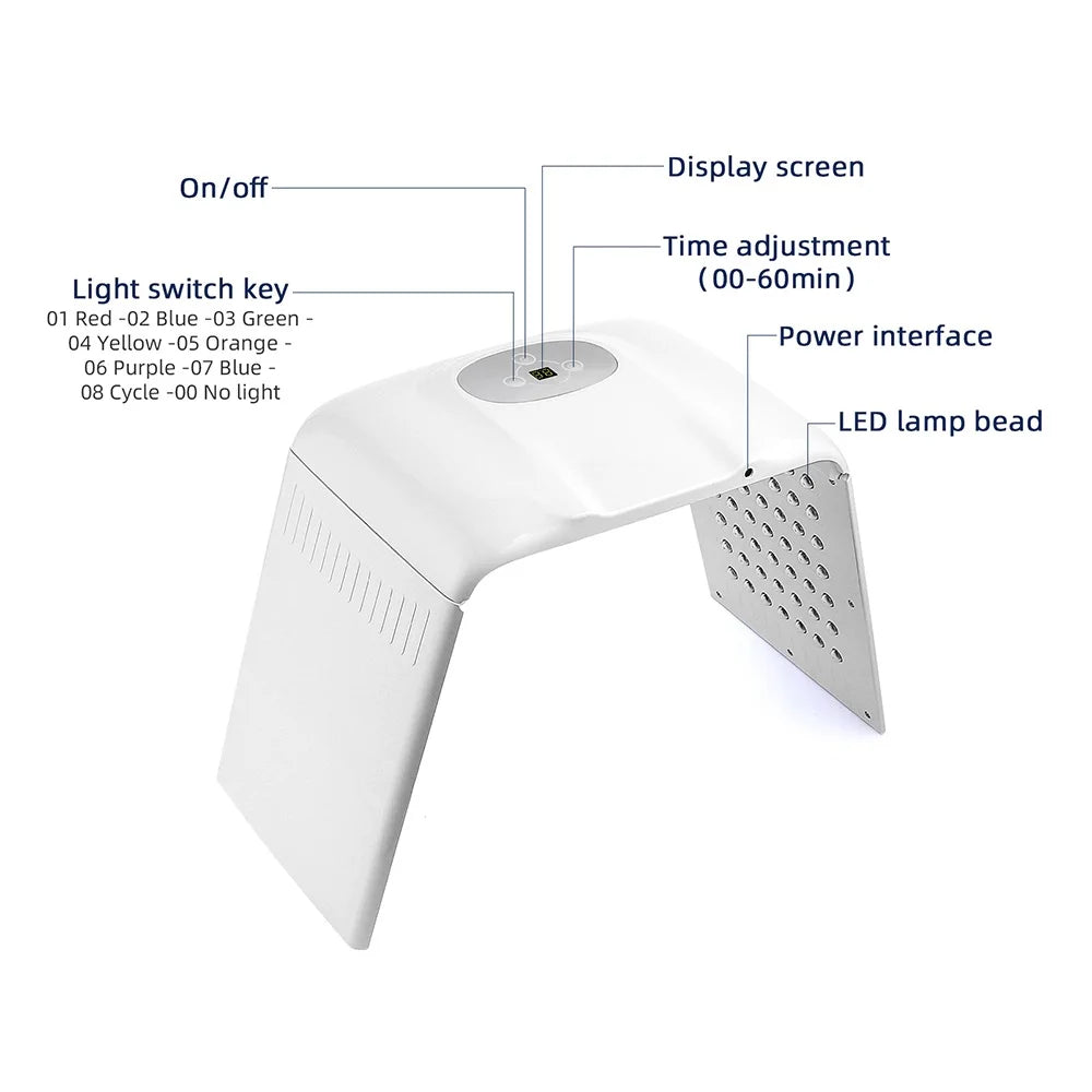 7-Color LED Light Therapy Face & Body Lamp – Foldable Skin Rejuvenation Device