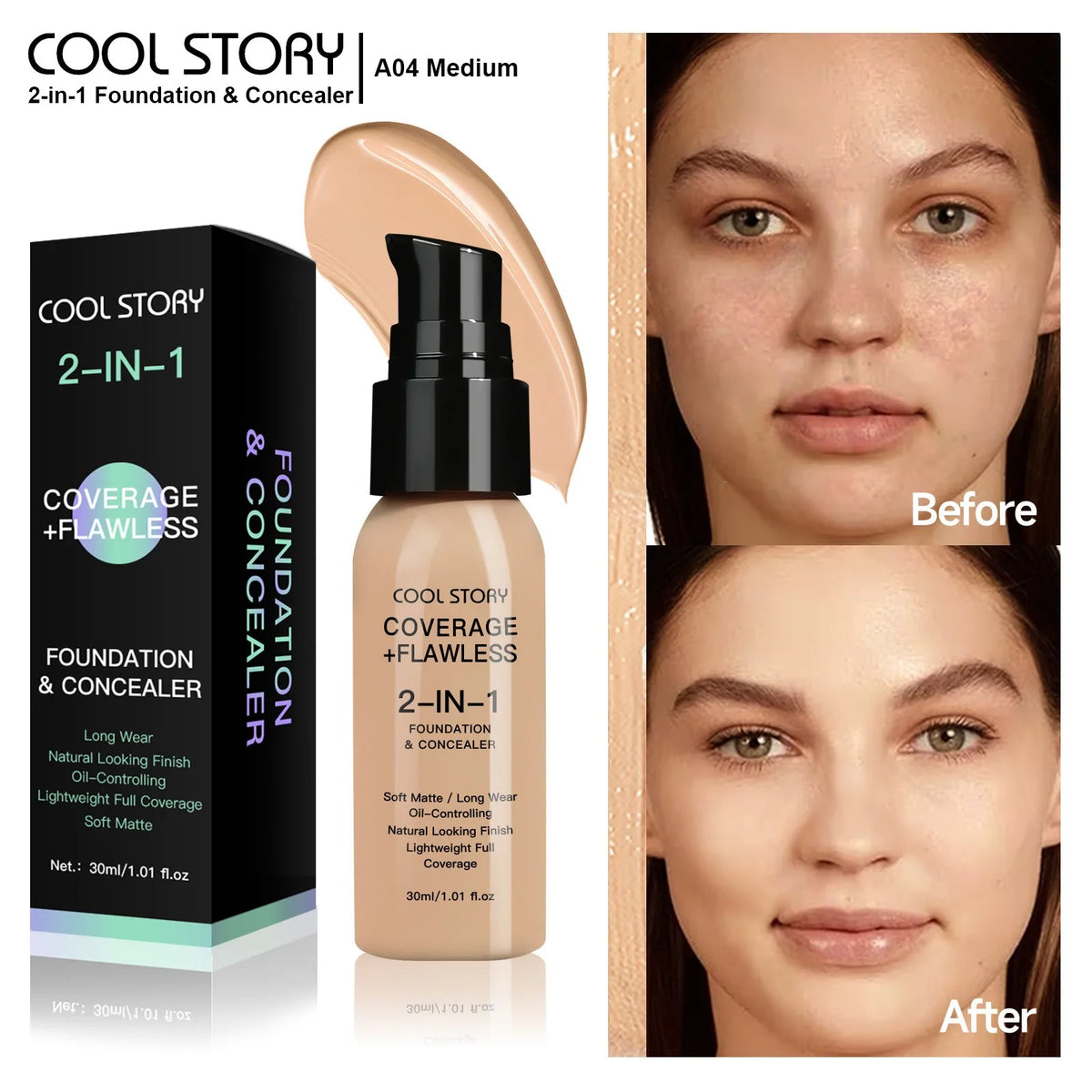 Air Cushion CC Cream Foundation | Oil Control, Matte, Full Coverage, Waterproof | 10 Shades