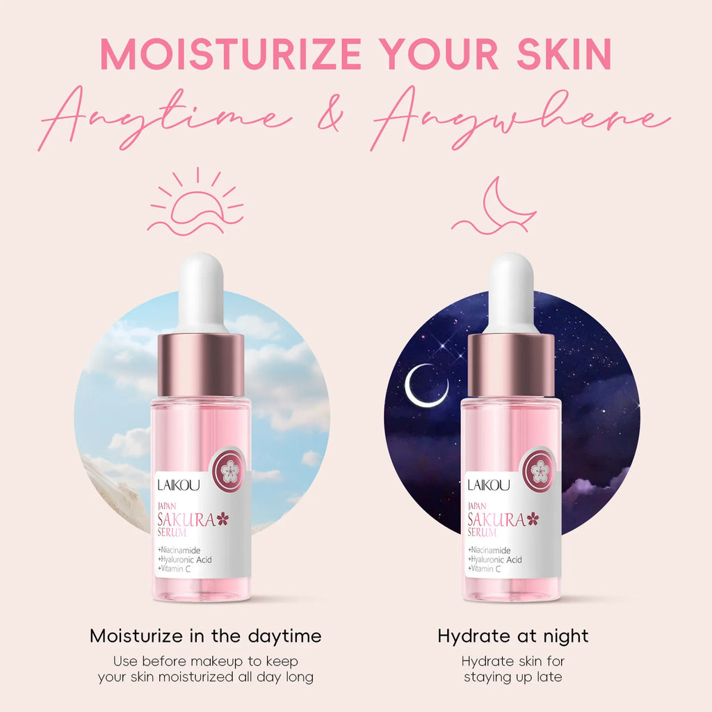 LAIKOU Sakura Brightening Face Serum – Hydrating & Pore Minimizing Essence (17ml / 30ml)