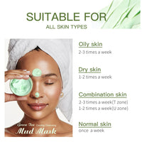 Green Tea Mud Clay Face Mask – Deep Pore Cleansing, Blackhead Removal & Oil Control Skin Treatment for All Skin Types (100g)