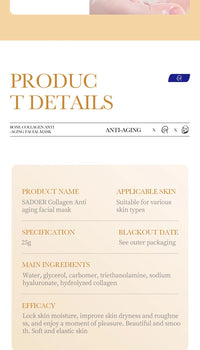 PWYUMAN Collagen Anti-Wrinkle Facial Mask – Anti-Aging, Brightening & Deep Moisturizing | All Skin Types