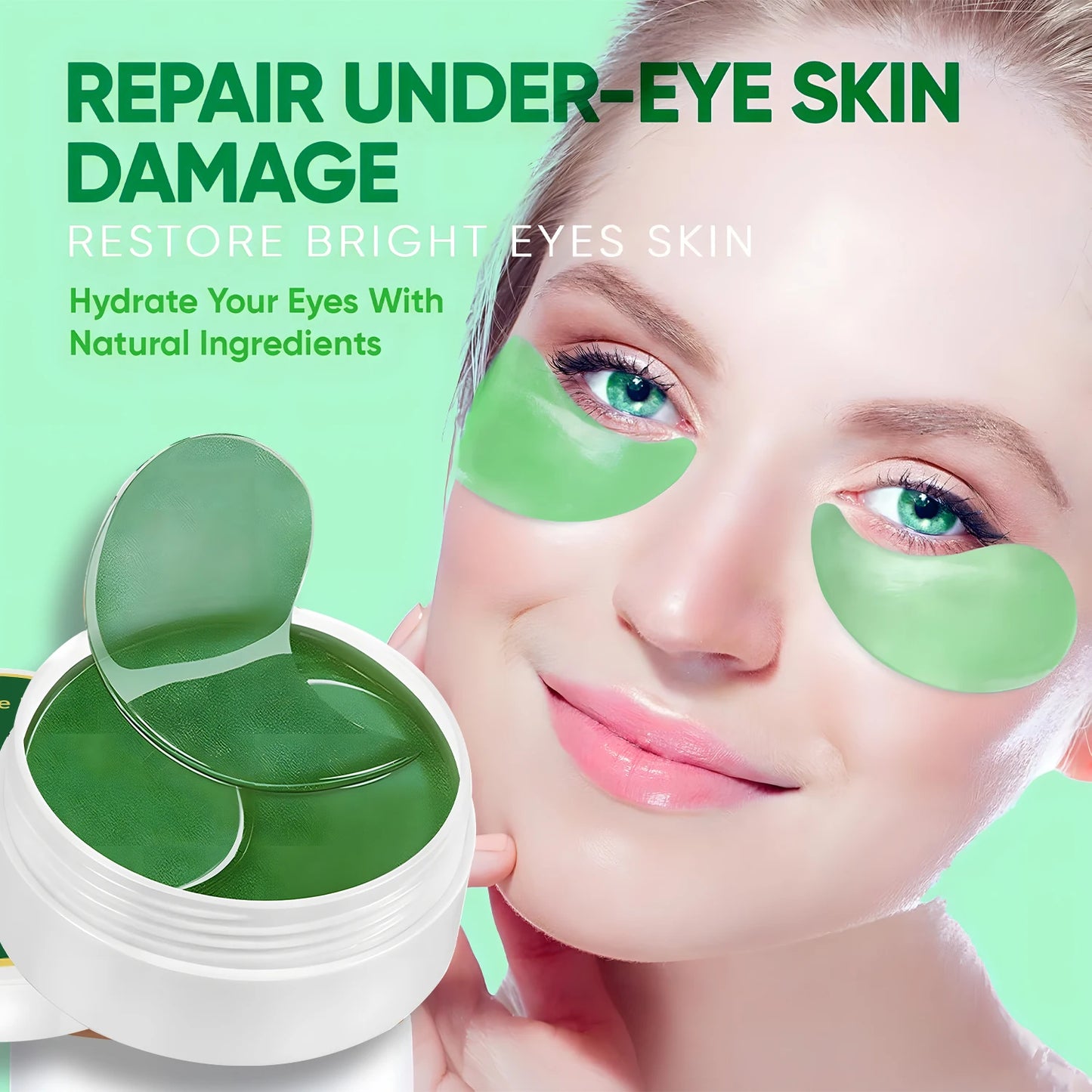 Seaweed Hyaluronic Acid Eye Masks — 60 Pcs Collagen Eye Patch for Dark Circles & Firming
