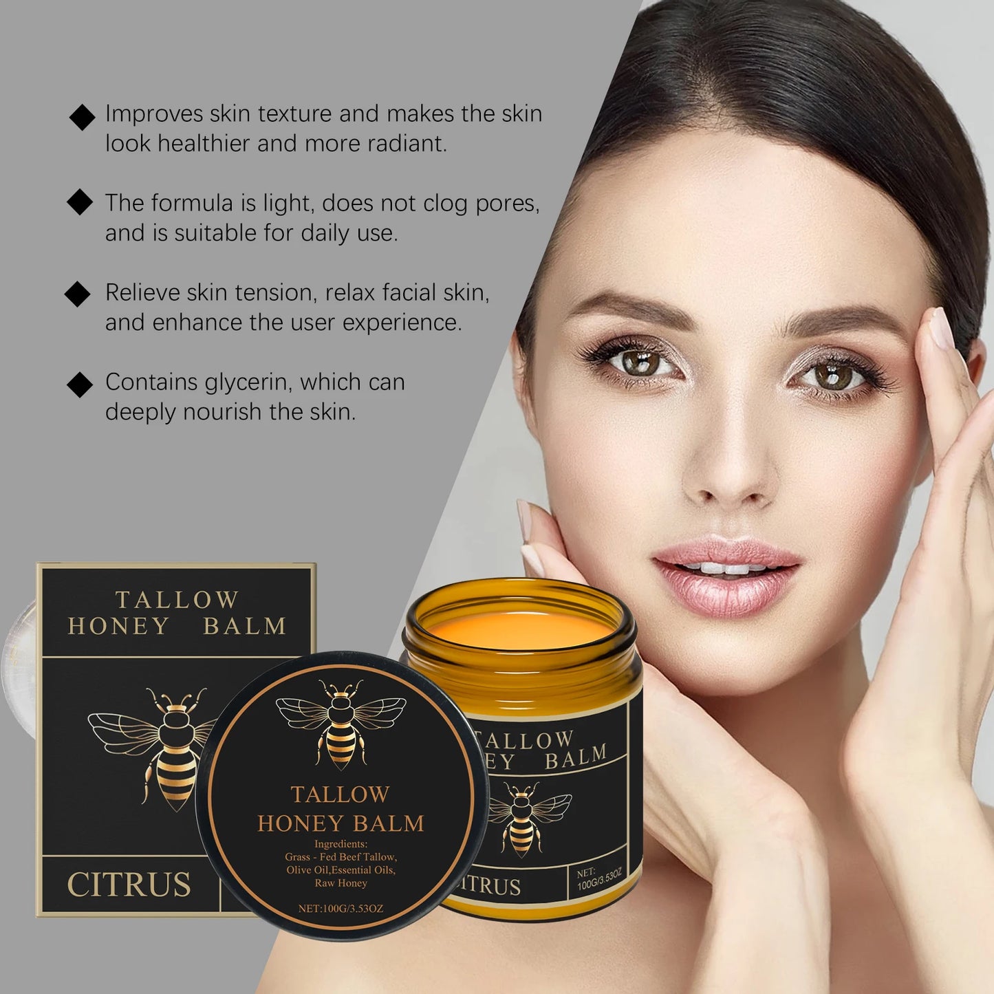 Beef Tallow & Honey Brightening Body Cream – Dark Spot Fader, Firming & Deep Moisturizer (60g)