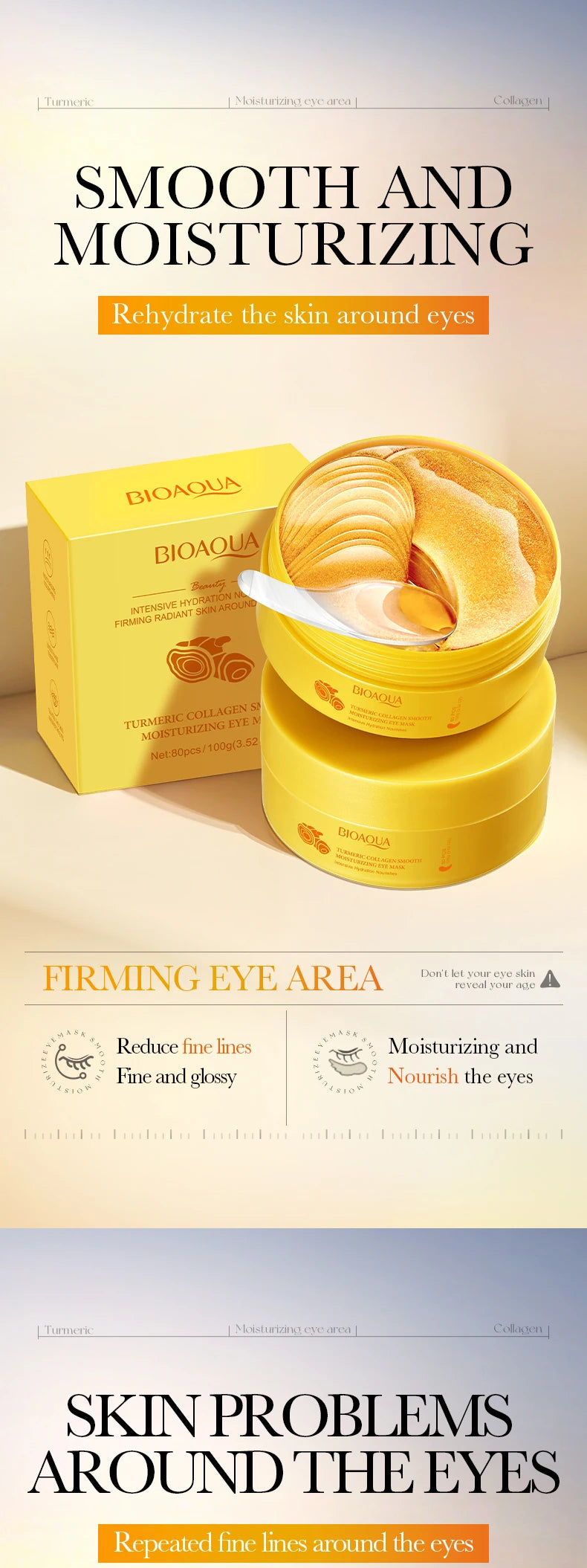 BIOAQUA Crystal Collagen Eye Mask Patches – 80 Pieces, Dark Circles & Anti-Aging