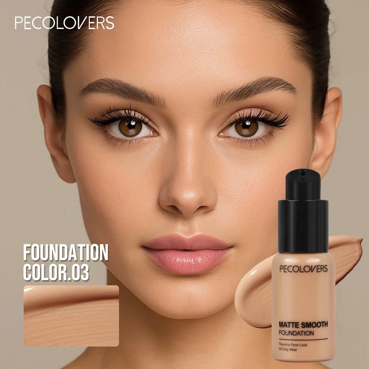 Pecolovers High Coverage Foundation – Waterproof, Sweatproof & Long-Lasting Cream Formula, 12 Shades