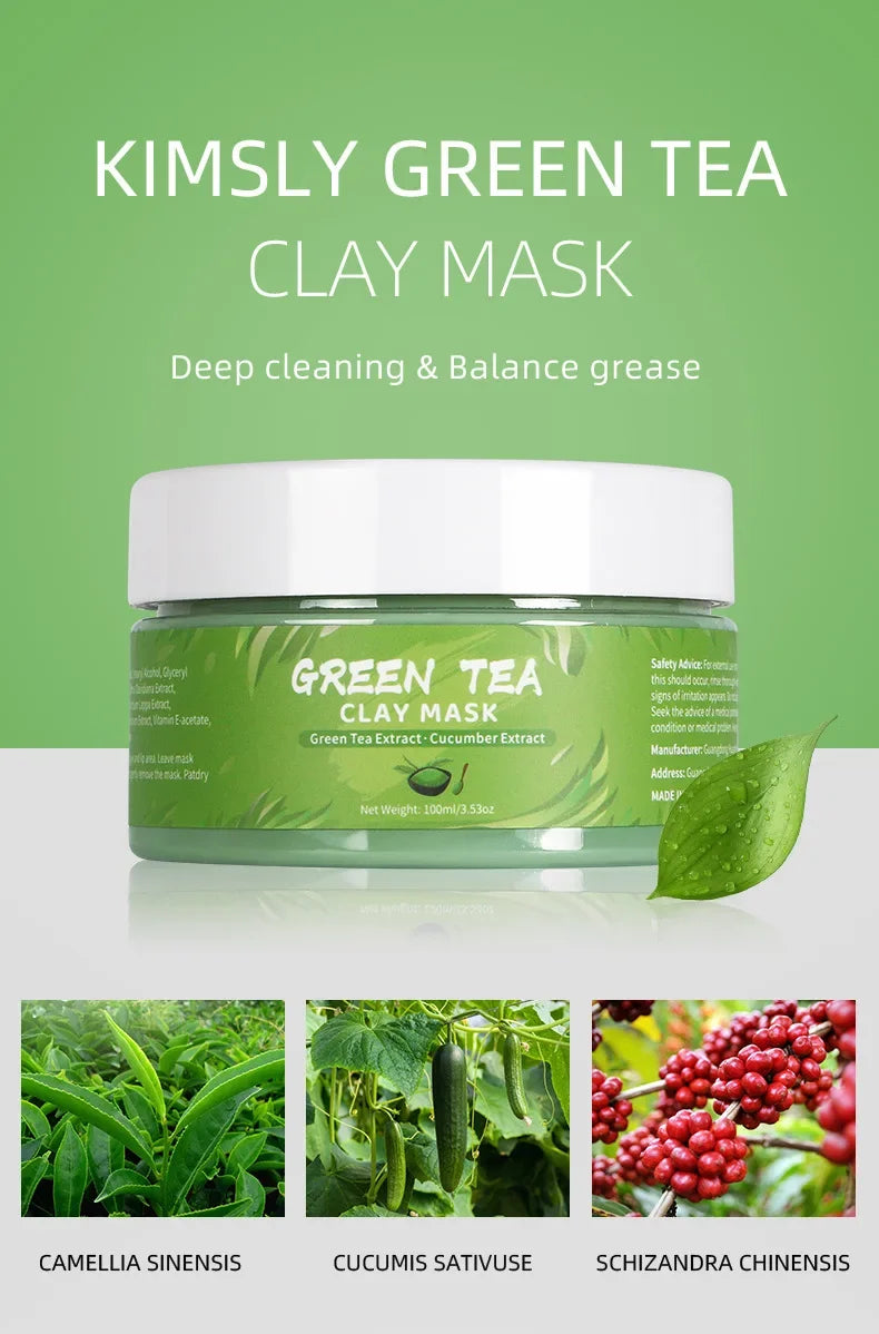 LAIKOU Clay Mud Face Mask – Moisturizing, Blackhead Removal & Brightening Washable Mask for Women (100ml) – Green Tea, Turmeric, Rose, Avocado & Sea Silt