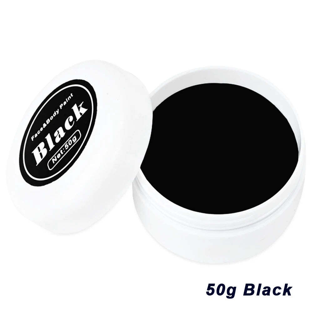 LAIKOU Face & Body Paint – Non-Toxic Halloween, Cosplay & Stage Makeup in White, Black & Red (3g / 10g / 50g)