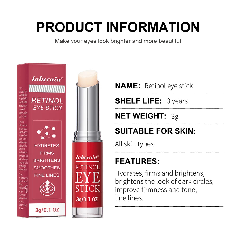 Retinol Eye Cream Stick – Anti-Aging Dark Circle & Firming Eye Balm for Puffiness, Fine Lines & Brightening (3g)