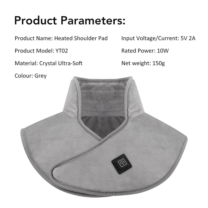 Electric Heating Shoulder & Neck Pad – USB Heated Shawl with 3-Level Temperature Control