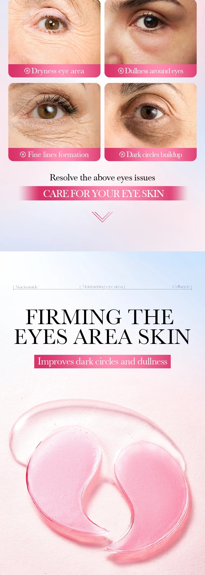 BIOAQUA Crystal Collagen Eye Mask Patches – 80 Pieces, Dark Circles & Anti-Aging