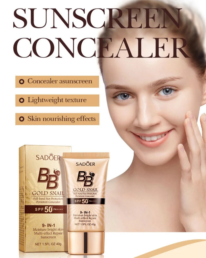 Sadoer Gold Snail BB Cream SPF50+ – 5-in-1 Foundation, Concealer, Moisturizer & Sunscreen | Buyer's Choice