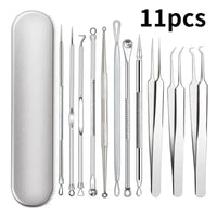 11-Piece Blackhead & Ingrown Hair Removal Tool Set – Acne Needles, Pore Cleaner & Tweezers Kit